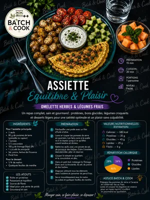 Assiette Équilibre & Plaisir : Omelette aux Herbes & Légumes Frais