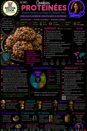 Cookies protéinées - Avoine, Graines de Courge & Chocolat Noir