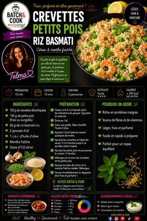 Crevettes, petits pois & riz basmati