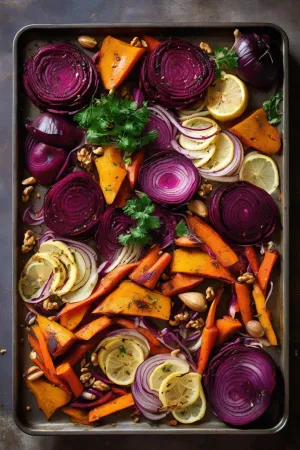 Légumes d'arc-en-ciel rôtis à l'ail confit — La Travessa de la Longévité