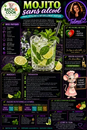 Mojito sans alcool frais et pétillant