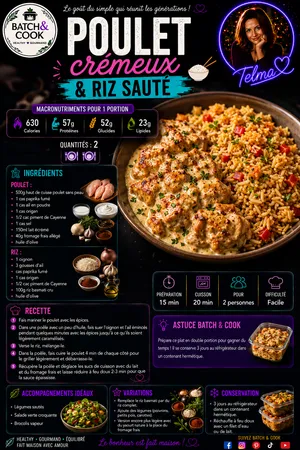 Poulet crémeux & riz sauté