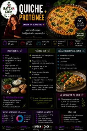 Quiche protéinée au thon et épinards