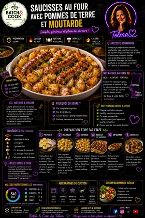 Sauisses au four avec pommes de terre et moutarde