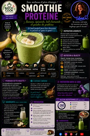 Smoothie protéiné banane épinards