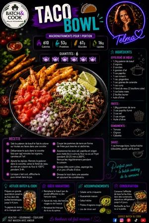 Taco Bowl Paleron de Boeuf, Frites & Fromage Blanc