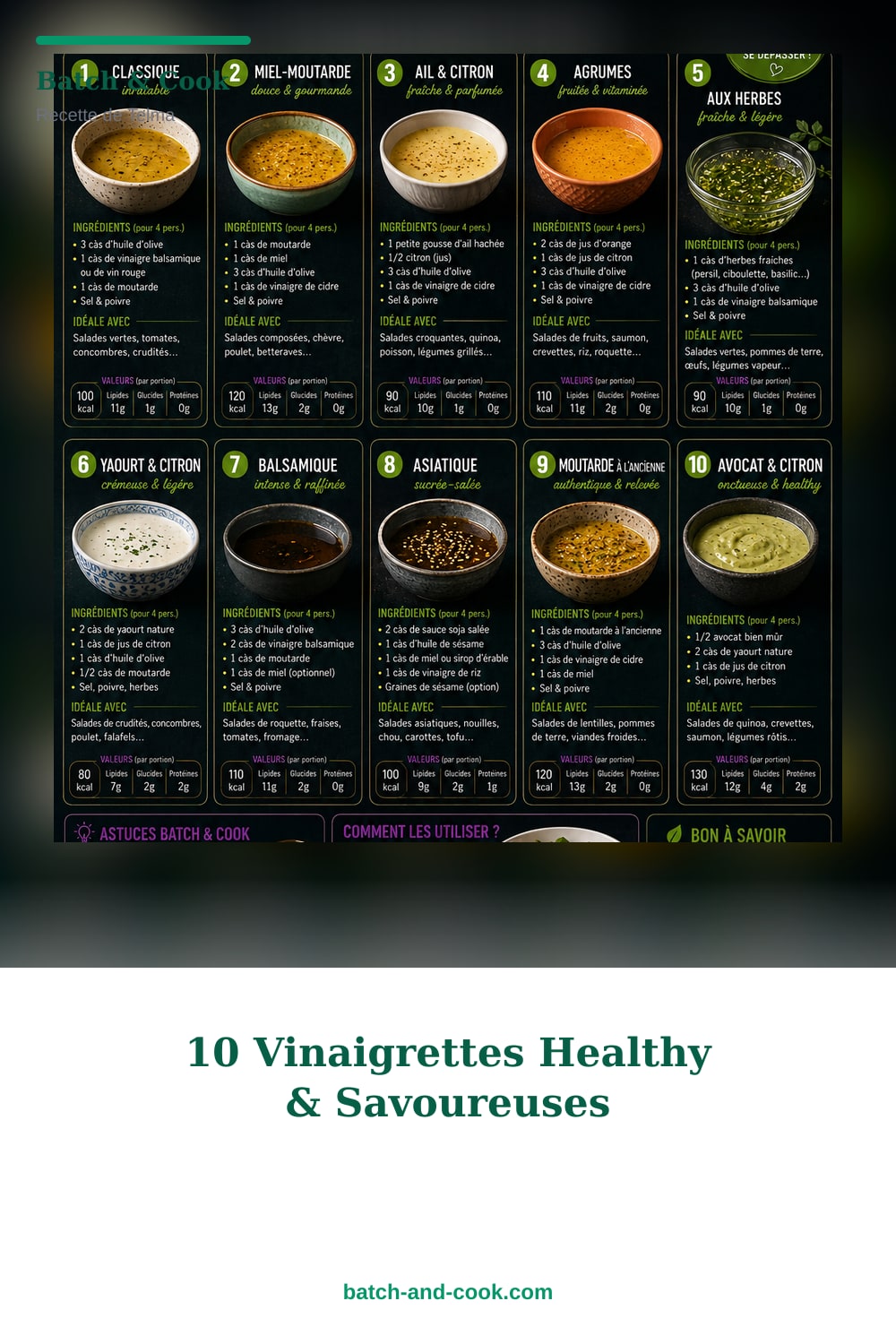 Épingle Pinterest 10 Vinaigrettes Healthy & Savoureuses