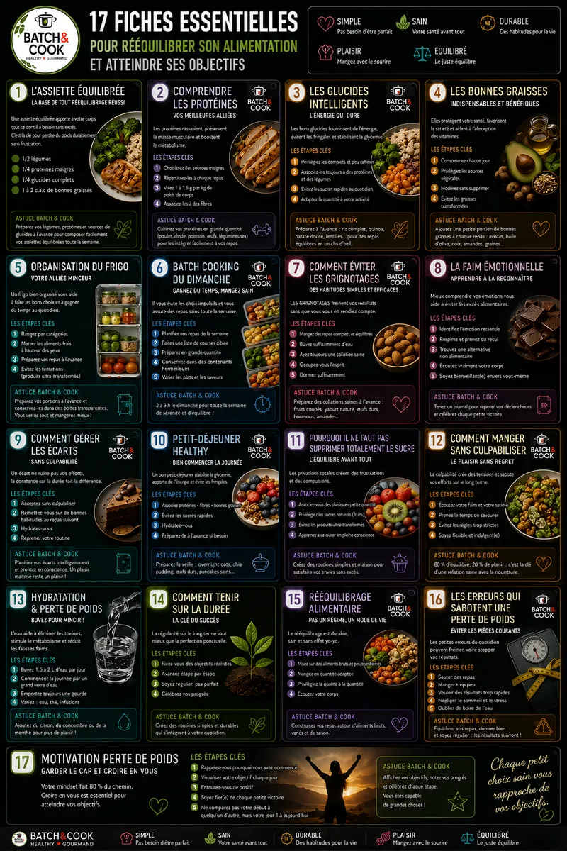 Illustration : 17 fiches essentielles pour rééquilibrer son alimentation