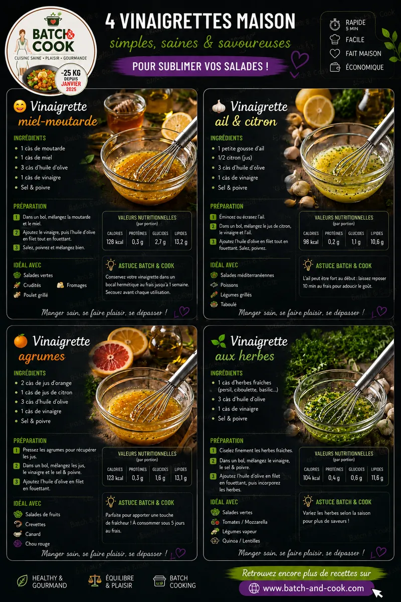 Fiche recette 4 Vinaigrettes Maison par Telma