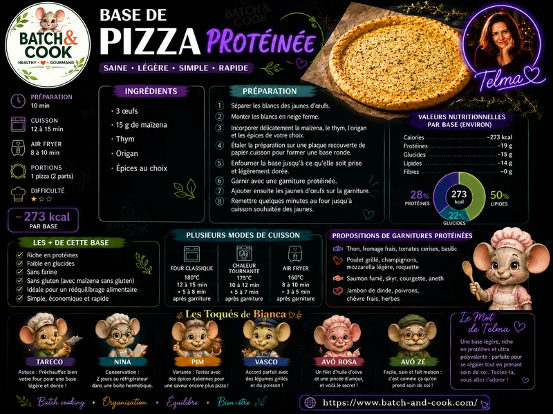 Fiche recette Base de Pizza Protéinée par Telma