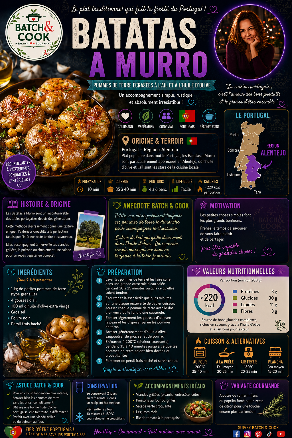 Batatas a Murro - Pommes de terre écrasées à l'ail et à l'huile d'olive