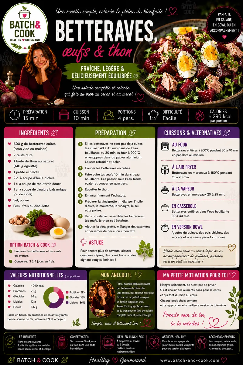 Fiche recette Betteraves, œufs & thon par Telma