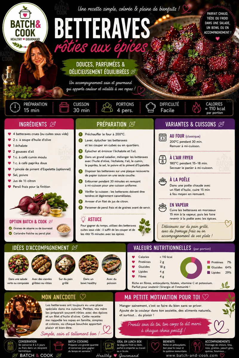Fiche recette Betteraves rôties aux épices par Telma