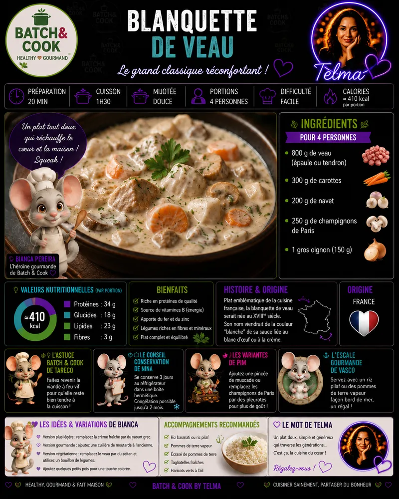 Fiche recette Blanquette de Veau par Telma