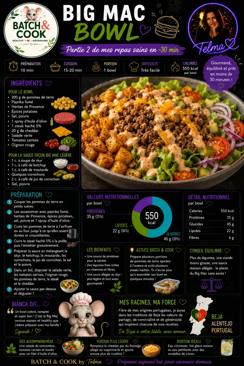 Fiche recette Bol Big Mac sain en 30 minutes par Telma
