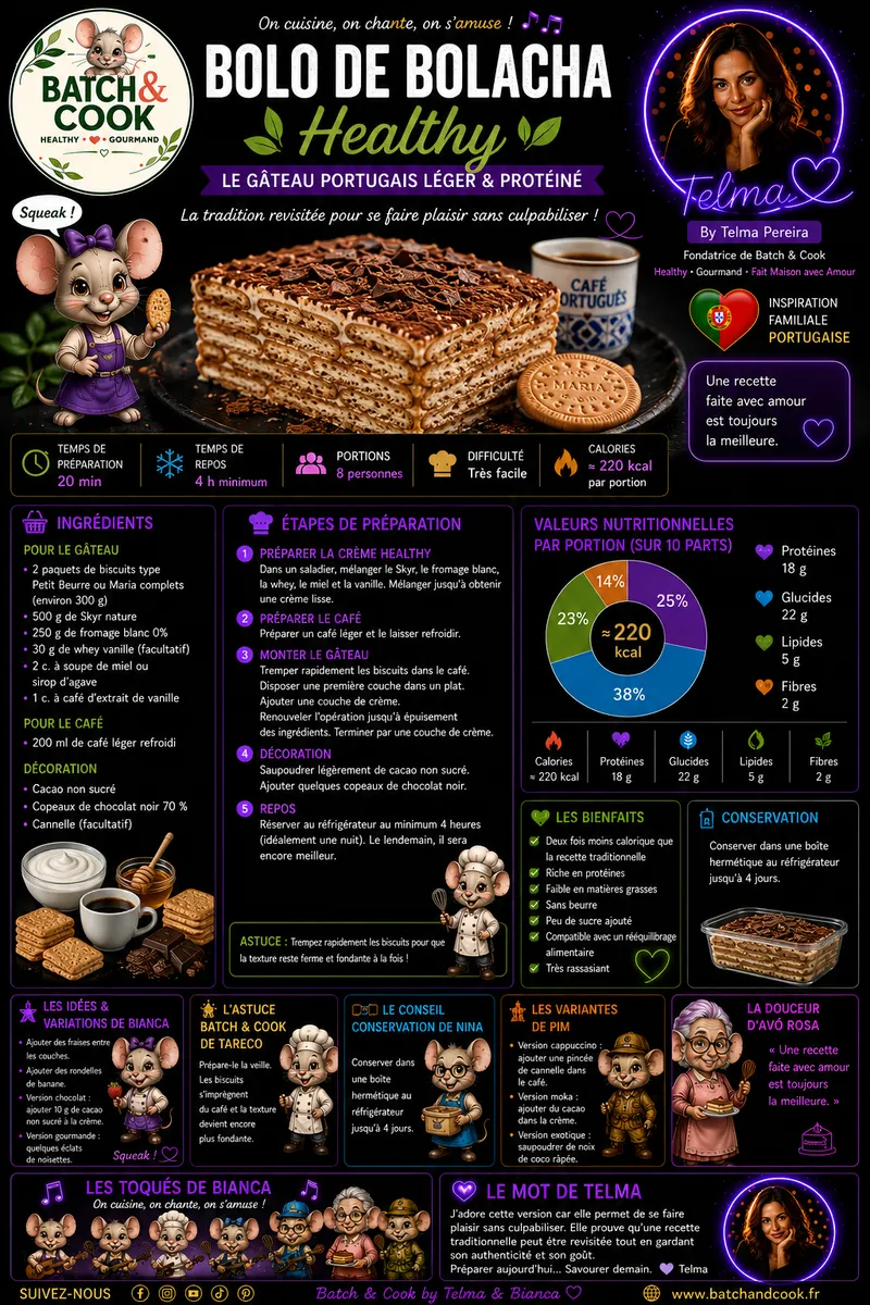 Fiche recette Bolo de Bolacha Healthy par Telma