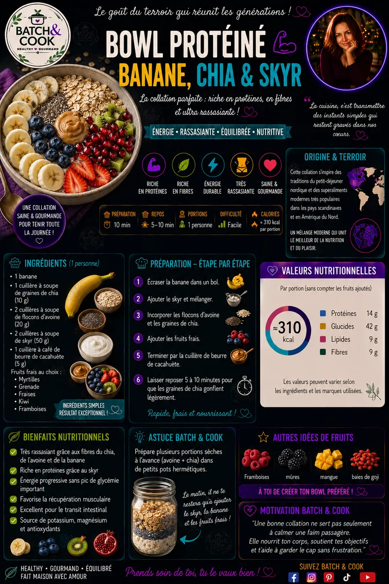 Fiche recette Bowl Protéiné Banane, Chia & Skyr par Telma