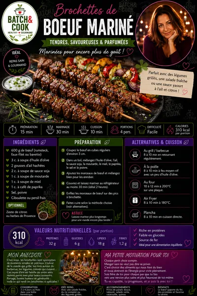 Brochettes de bœuf mariné