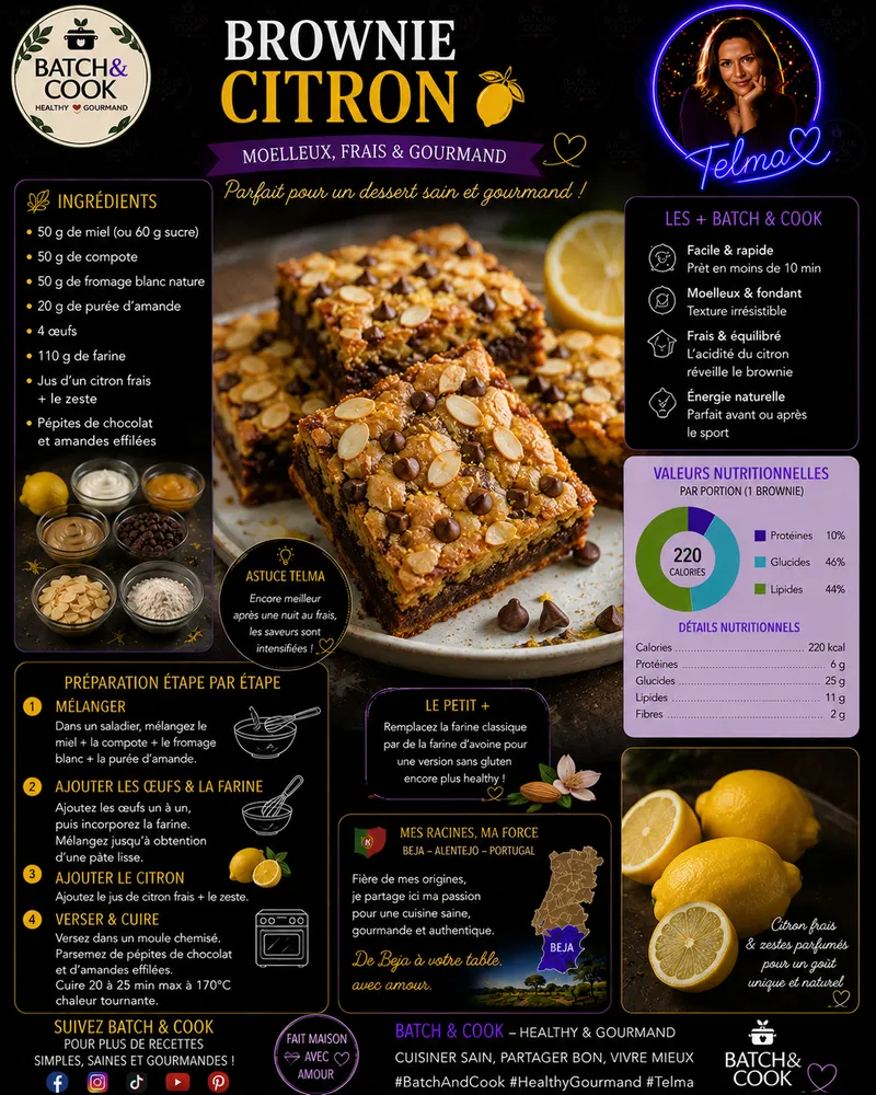 Fiche recette Brownie Citron par Telma