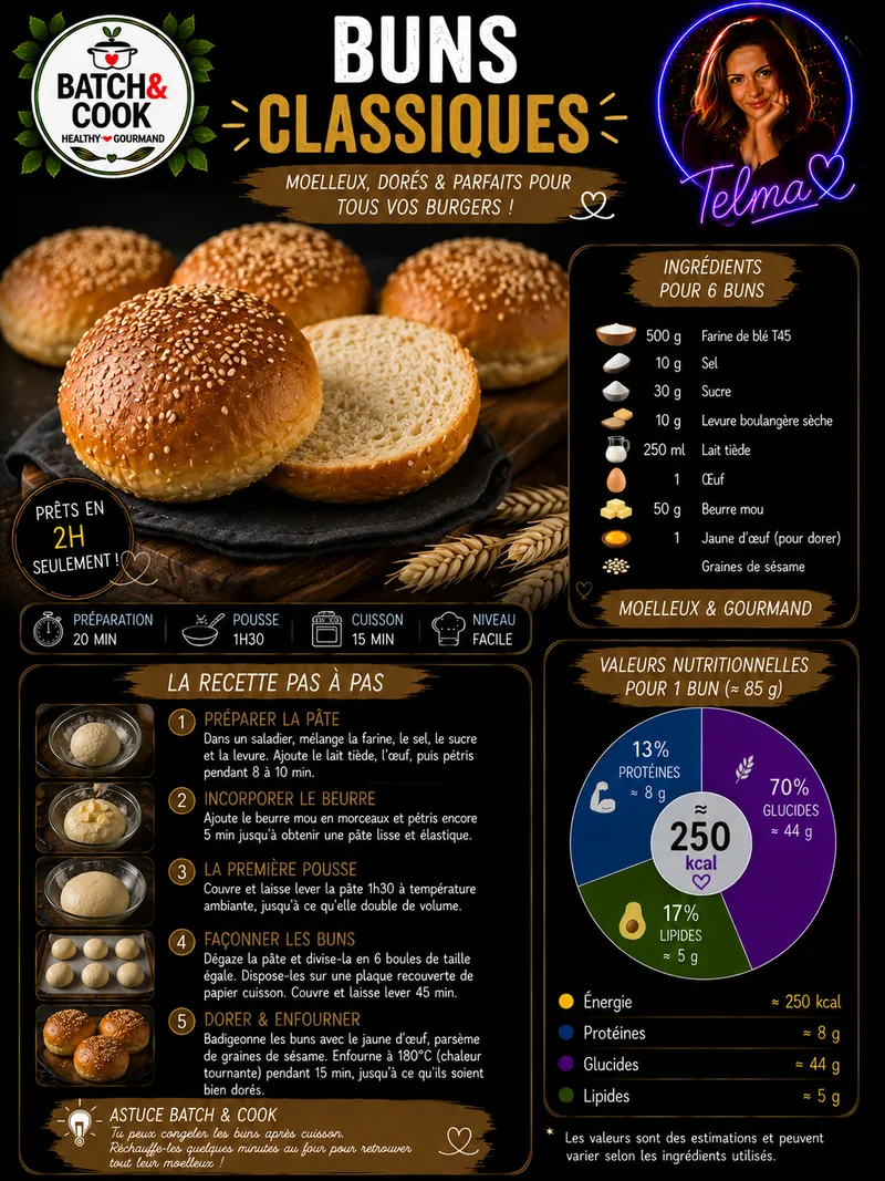 Fiche recette Buns Classiques par Telma