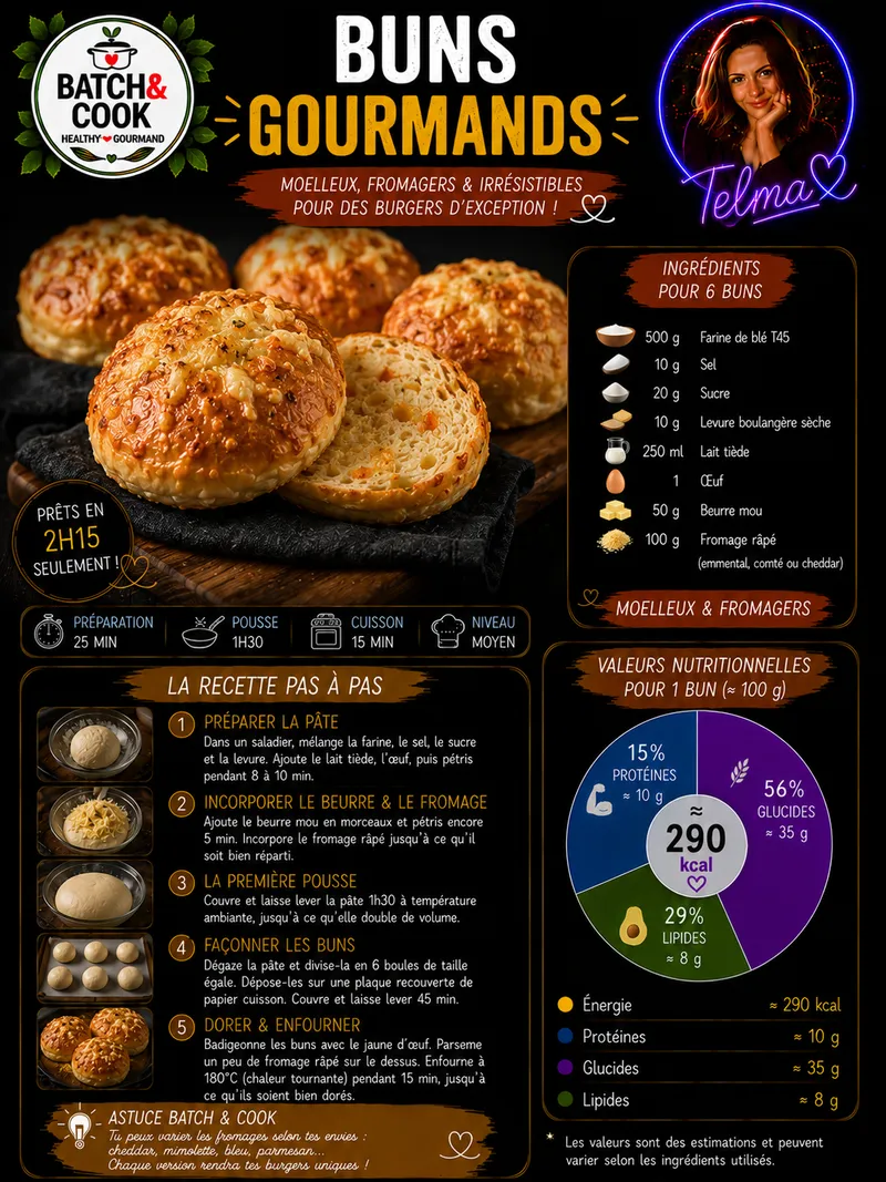 Fiche recette Buns gourmands par Telma