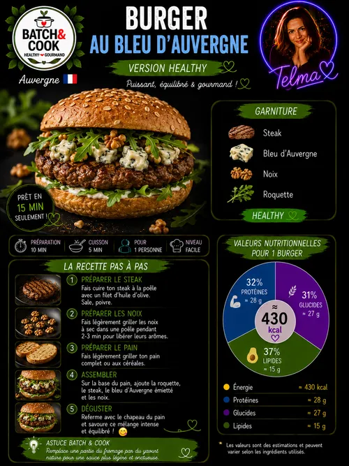 Burger au Bleu d'Auvergne healthy