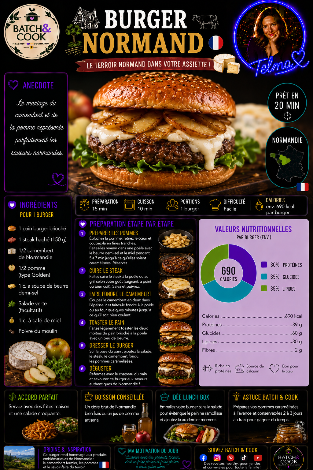 Burger Normand au Camembert et Pomme