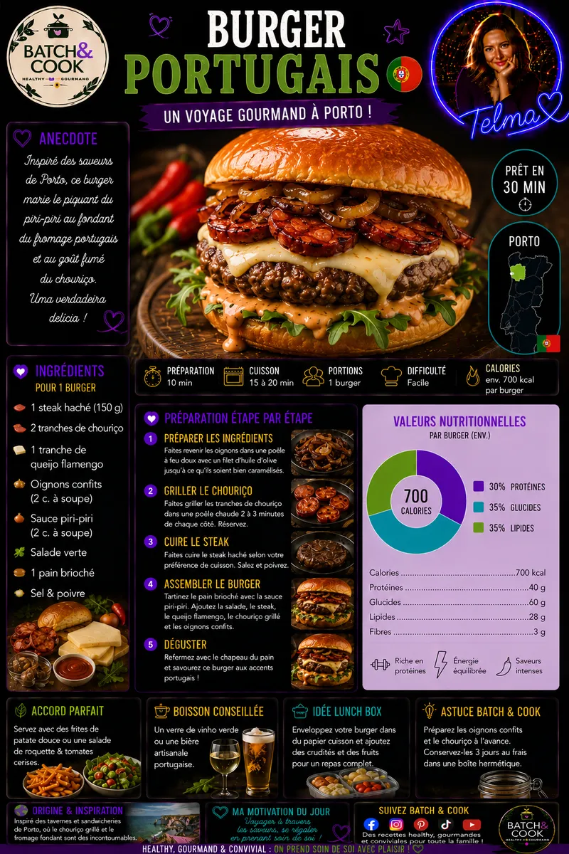 Fiche recette Burger Portugais de Porto par Telma