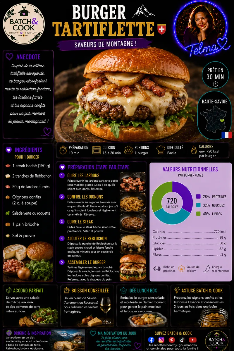 Fiche recette Burger Tartiflette Saveurs de Montagne par Telma