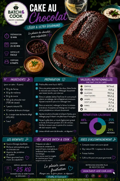 Cake au Chocolat Léger & Ultra Gourmand