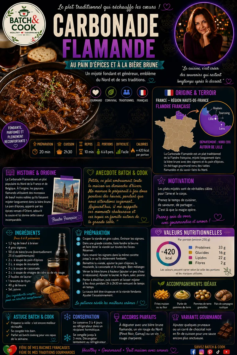 Fiche recette Carbonade Flamande au pain d'épices et à la bière brune par Telma
