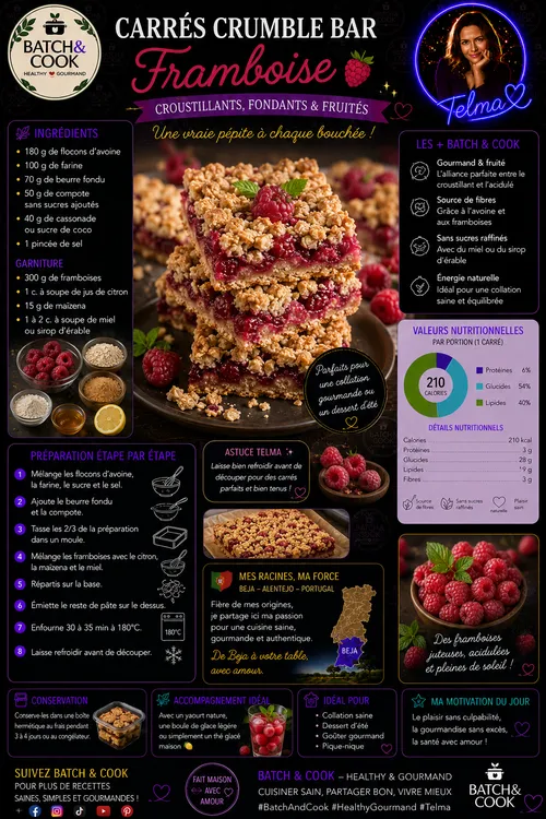 Carrés crumble bar framboise