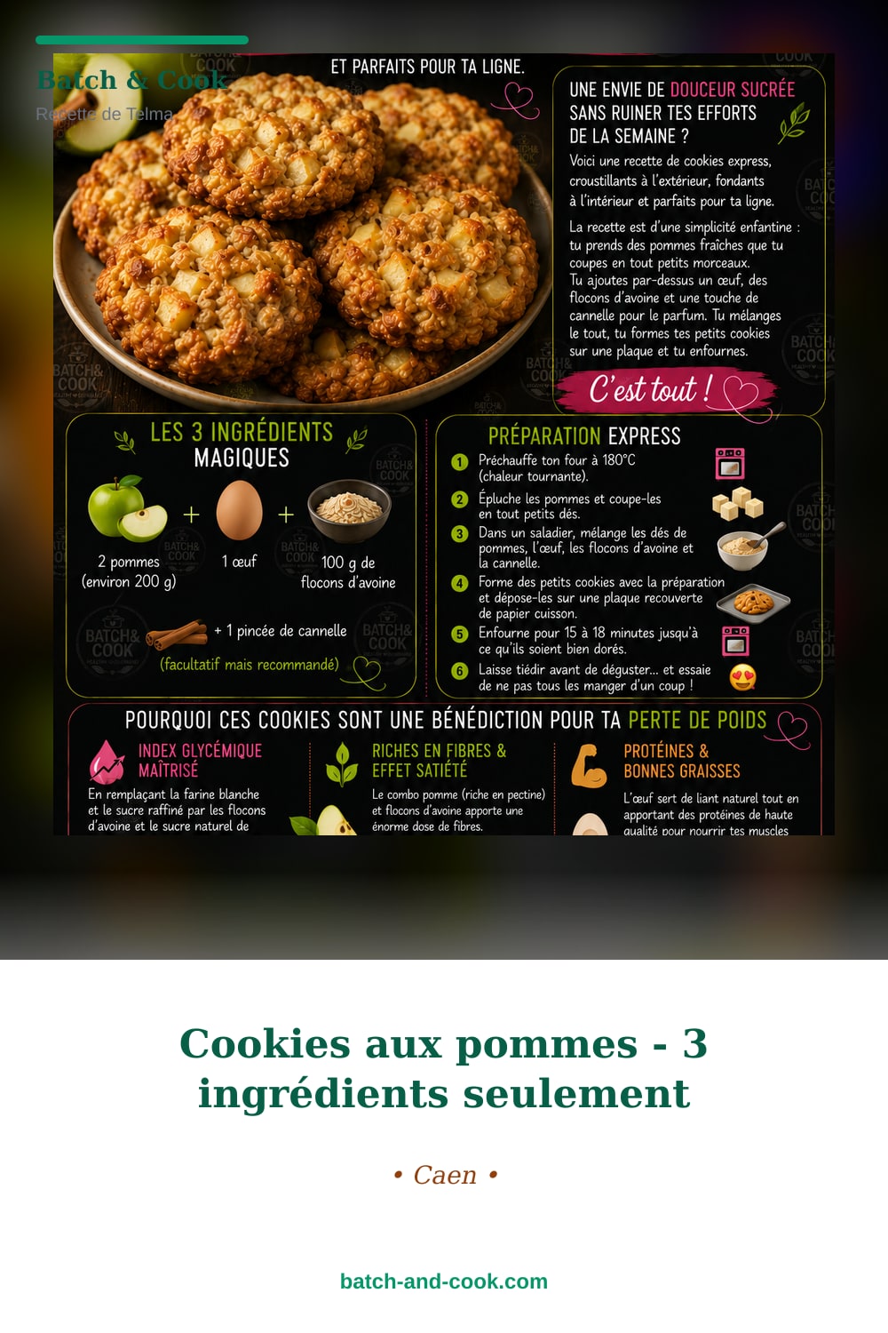 Pin do Pinterest Cookies aux pommes - 3 ingrédients seulement
