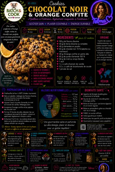 Cookies chocolat noir & orange confite
