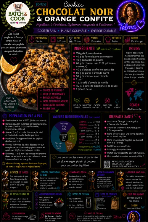 Cookies chocolat noir & orange confite