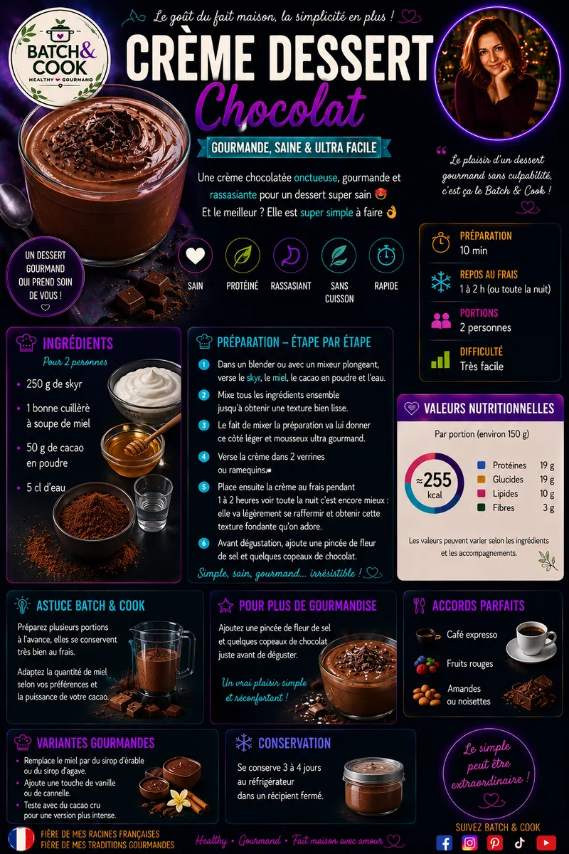 Fiche recette Crème dessert chocolat par Telma