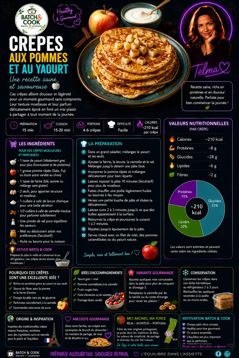 Fiche recette Crêpes aux pommes et au yaourt par Telma