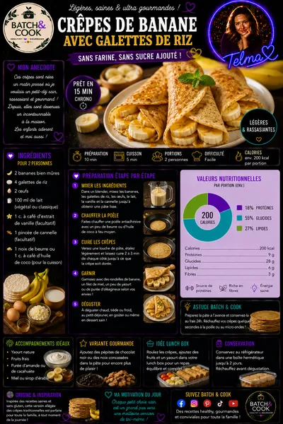 Crêpes de banane avec galettes de riz