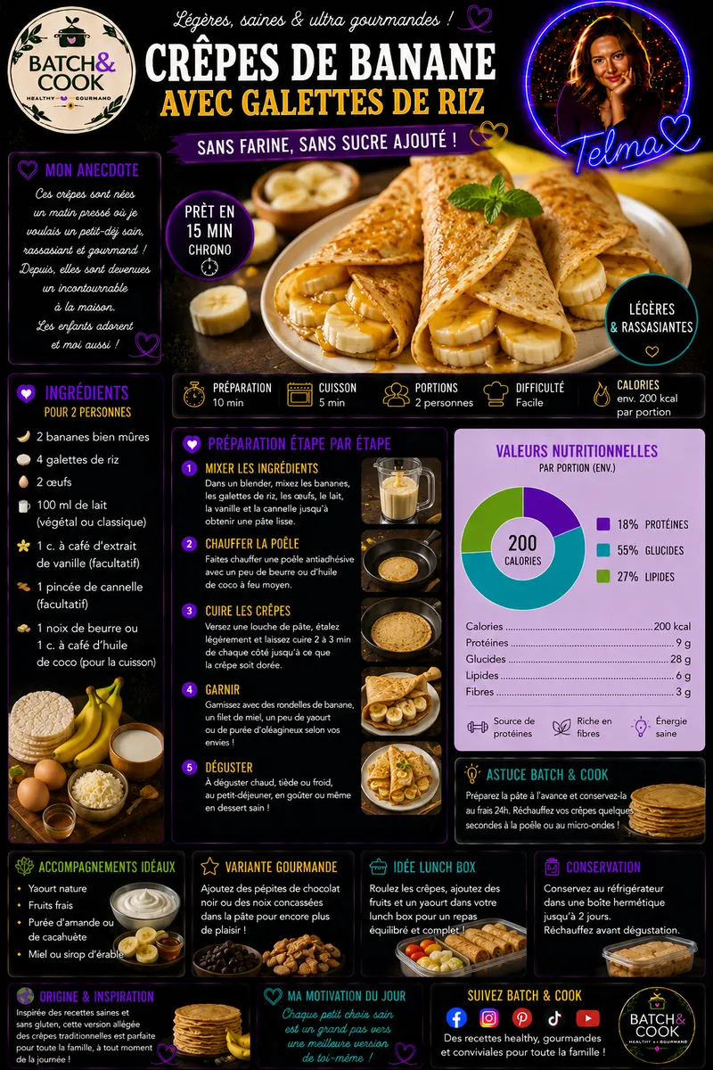 Fiche recette Crêpes de banane avec galettes de riz par Telma