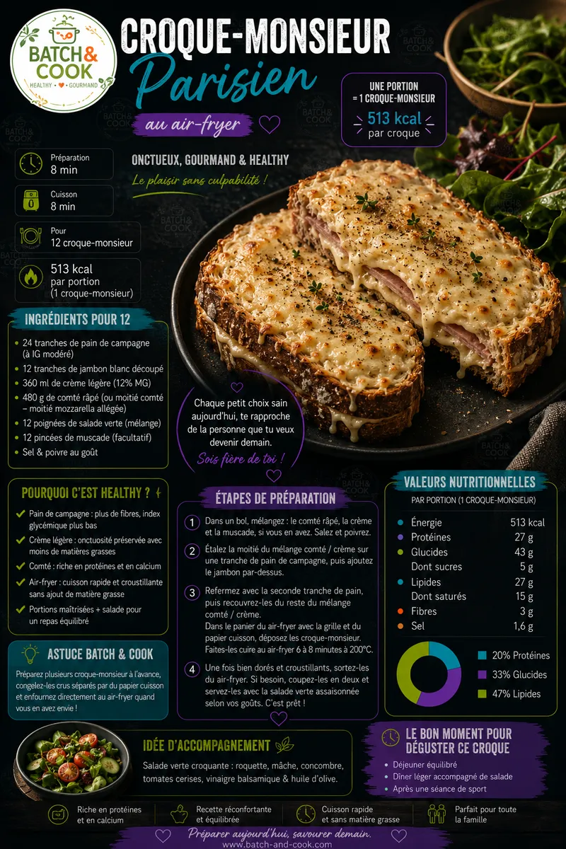 Fiche recette Croque-Monsieur Parisien à l'Air-Fryer par Telma