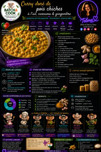 Curry doré de pois chiches à l'ail, curcuma et gingembre — Bouclier Anti-Inflammatoire