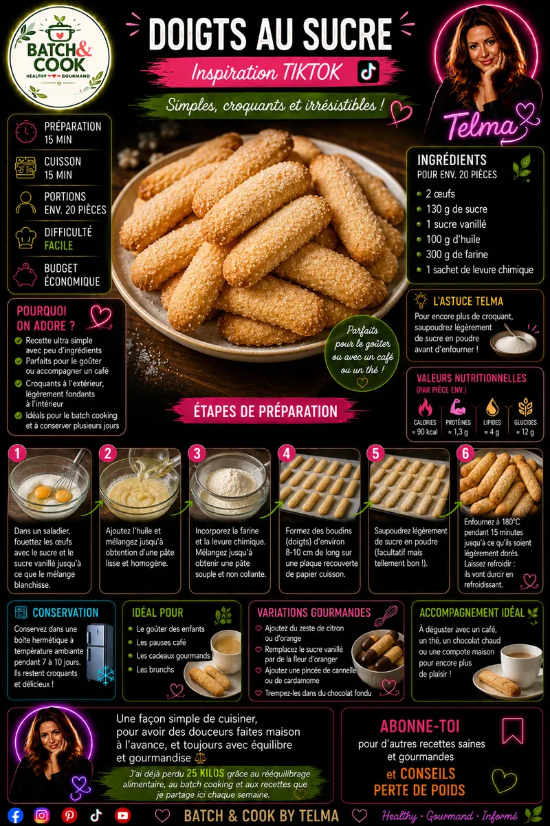 Fiche recette Doigts au sucre par Telma