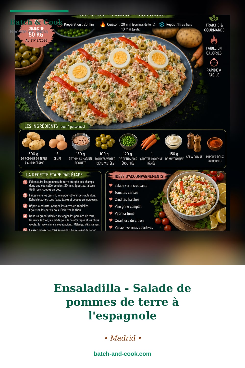 Épingle Pinterest Ensaladilla - Salade de pommes de terre à l'espagnole