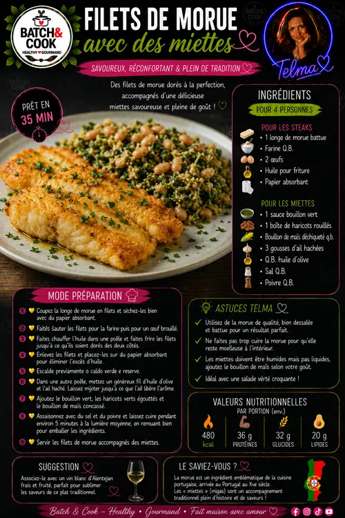 Filets de morue avec des miettes