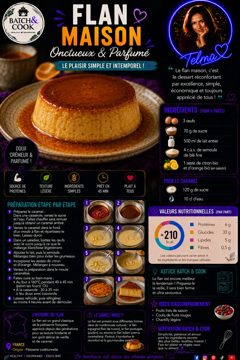 Fiche recette Flan Maison Onctueux & Parfumé par Telma