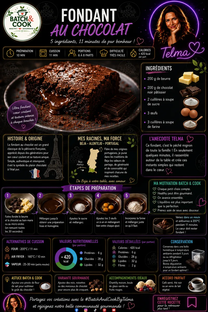 Fiche recette Fondant au Chocolat par Telma