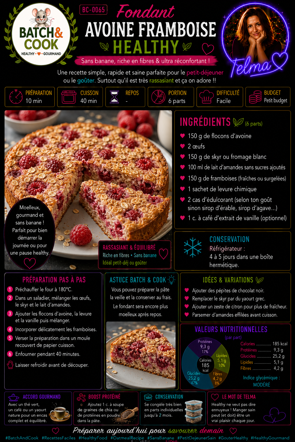 Fondant avoine framboise healthy