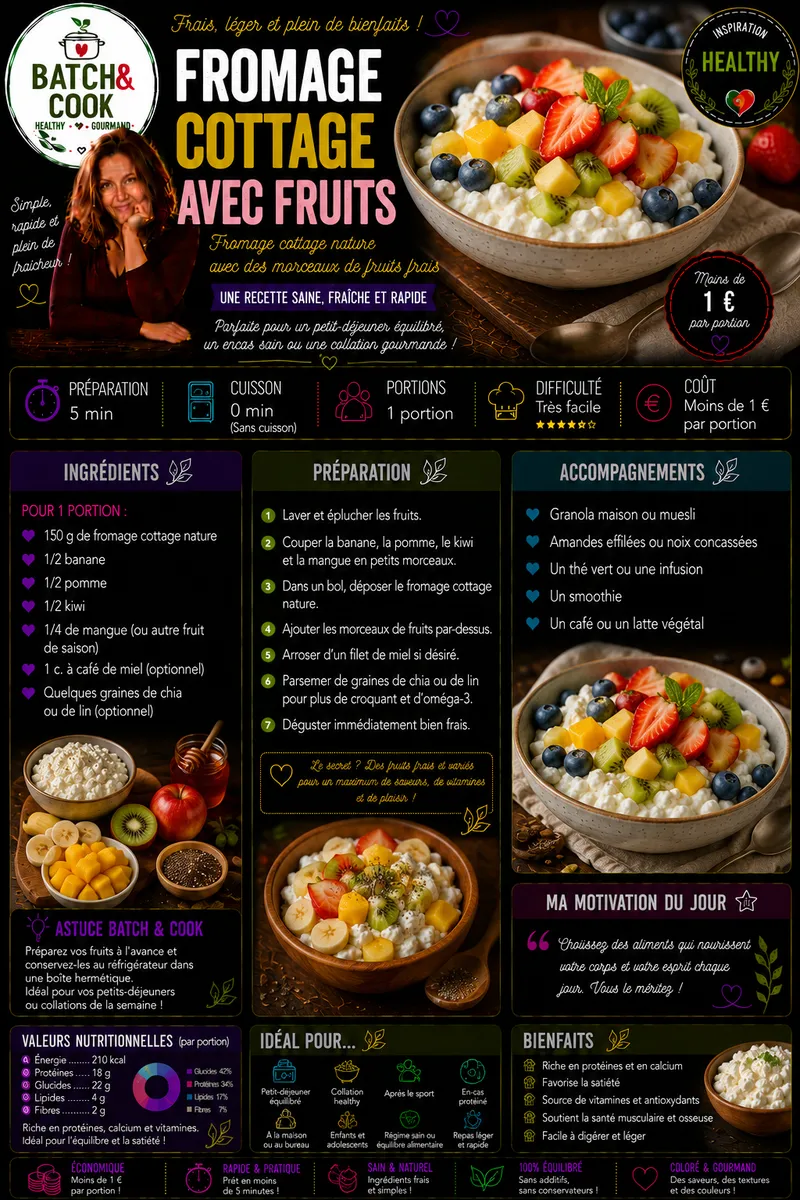 Fiche recette Fromage cottage avec fruits par Telma