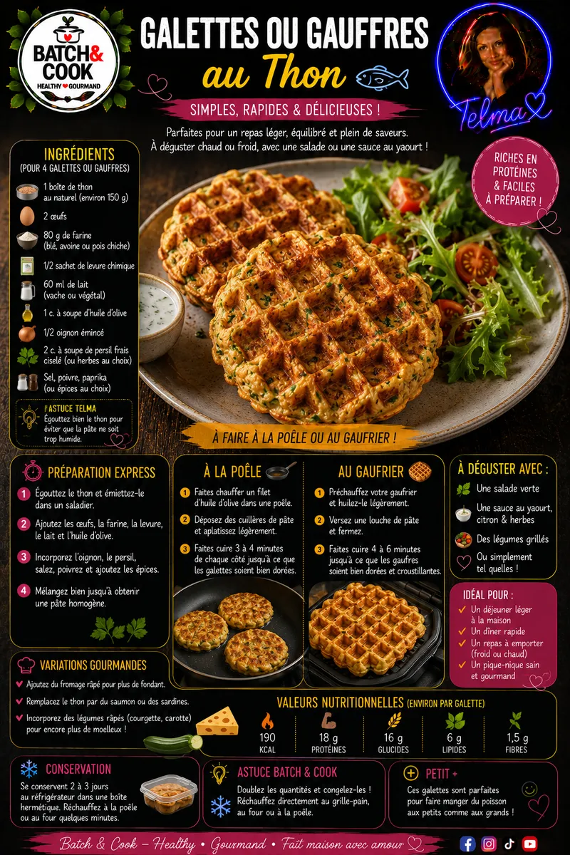 Fiche recette Galettes ou gauffres au thon par Telma