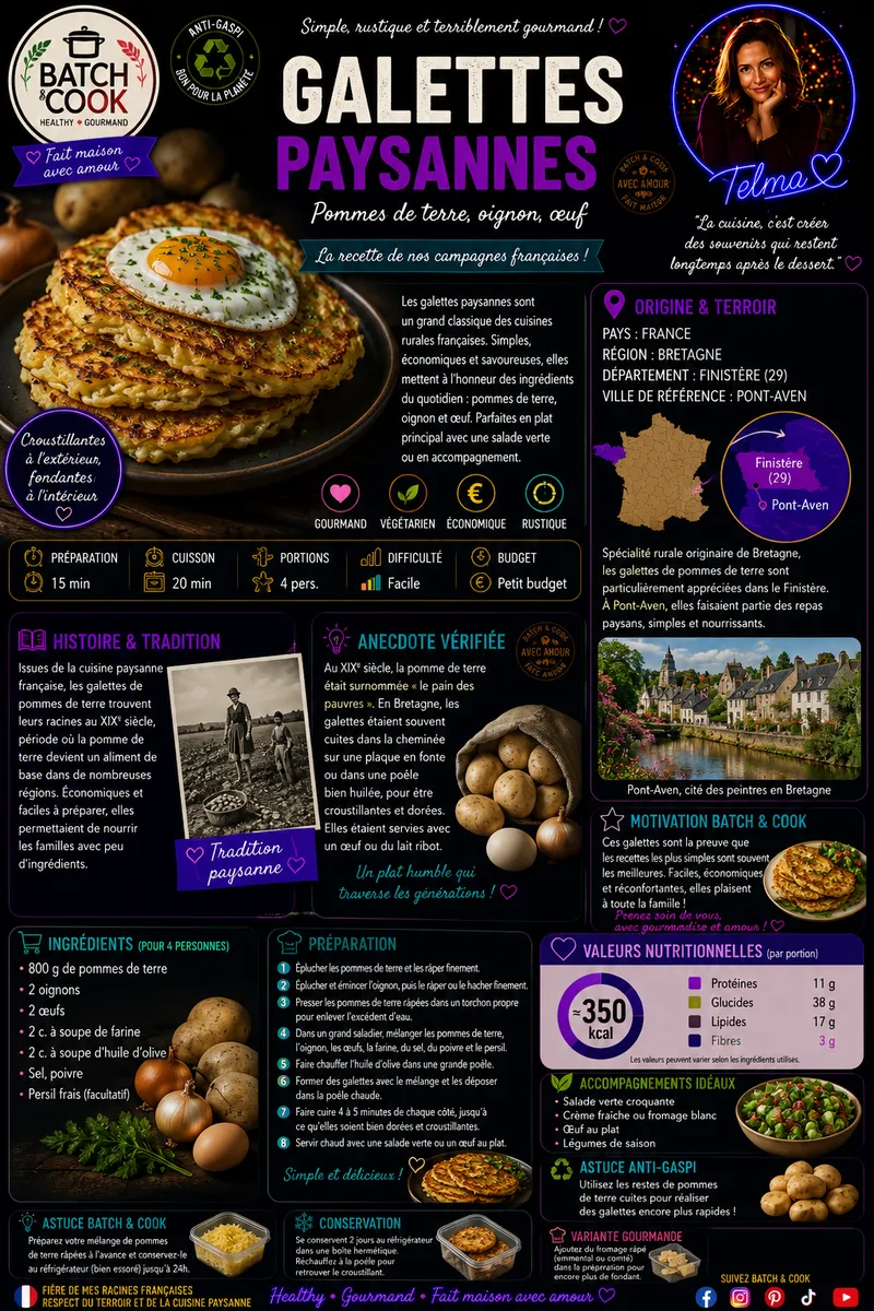 Fiche recette Galettes paysannes par Telma